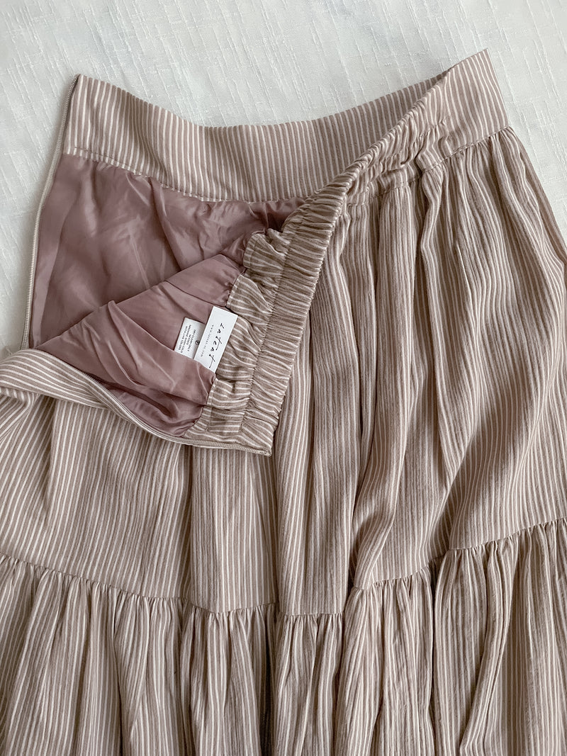 Stripe Skirt 防皺麻棉直條紋飄逸傘裙/ SK8878