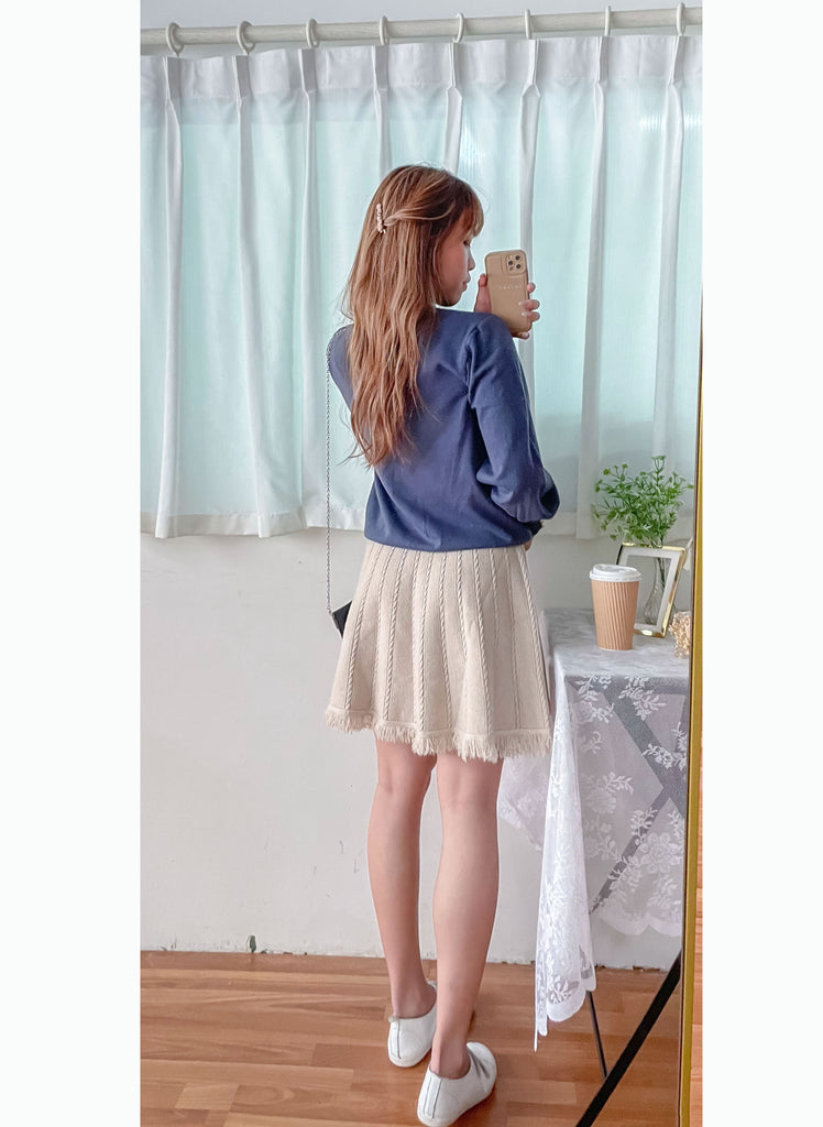 Knit Braid 全彈性扭麻花流蘇冷針裙, Skirt/ SK8768 (Ivory soldout)