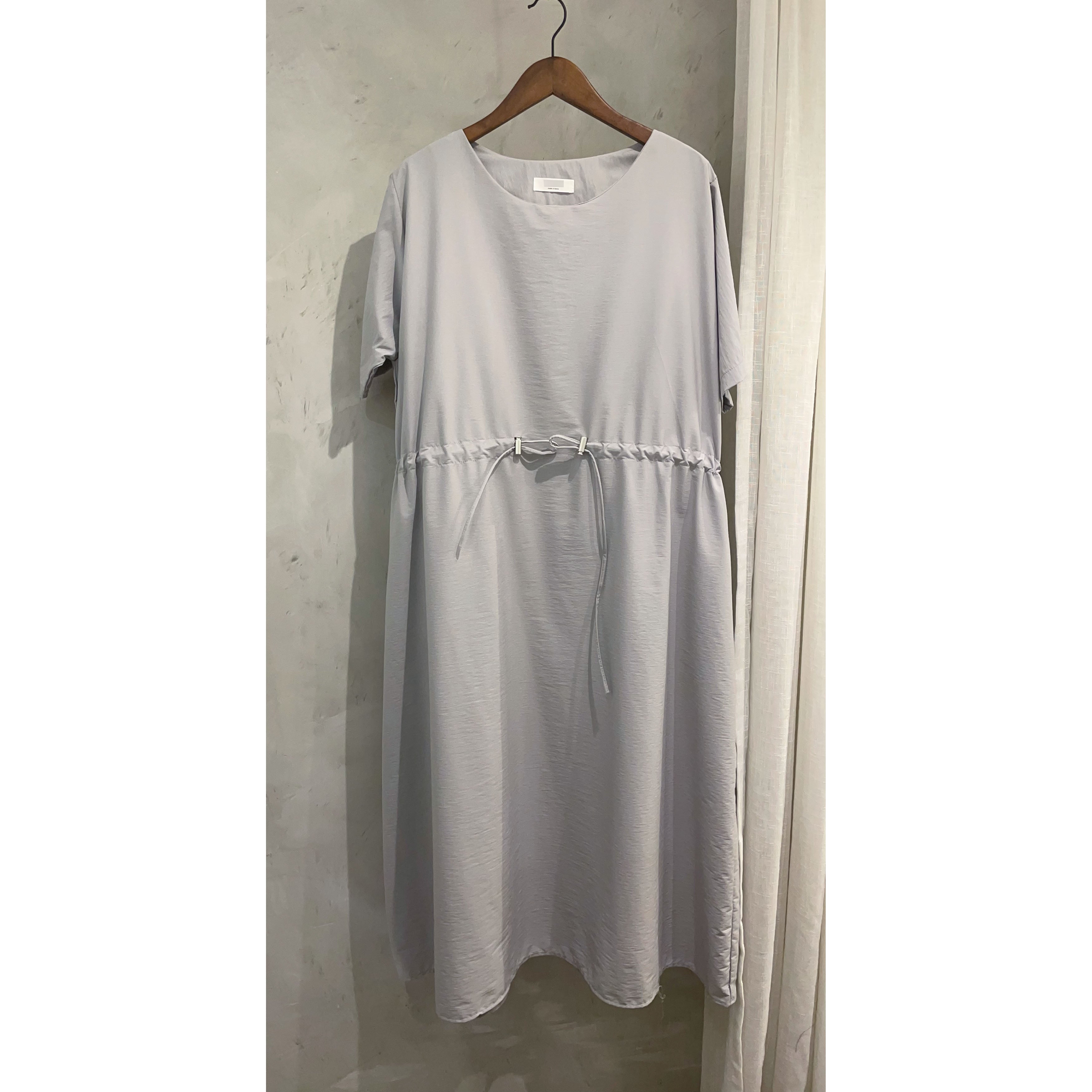 Light Grey 防皺輕便淺灰口袋束腰連身裙, Dress/ DS9470
