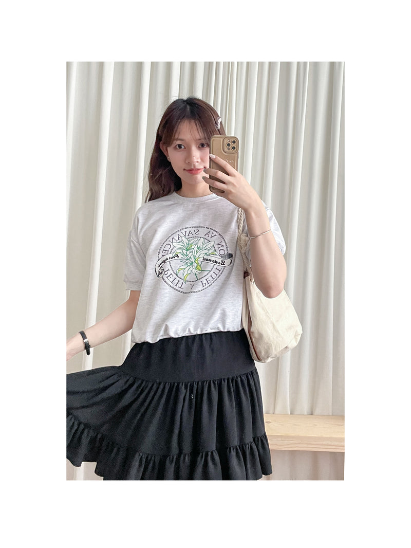 Flare Mini Skirt 全橡筋腰層次裙擺短裙/ SK8886