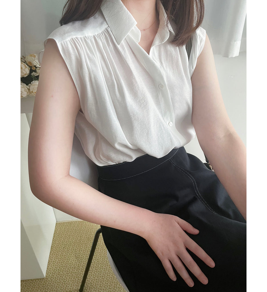 Flair Stitch 黑色白邊線裝飾修腰大傘裙, Skirt/ SK8712