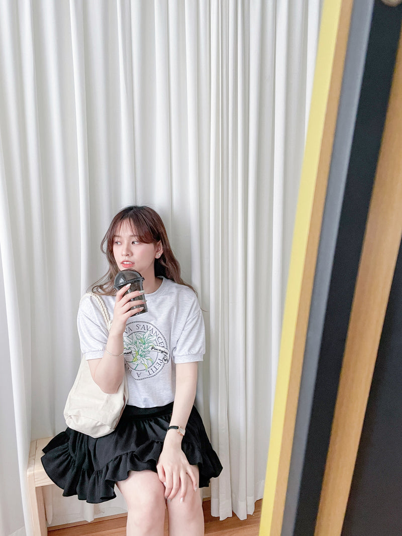 Flare Mini Skirt 全橡筋腰層次裙擺短裙/ SK8886
