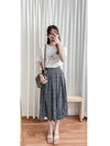 Leaf Floral Skirt 前褶後橡筋葉形印花傘半裙/ SK8881 (black sold out)