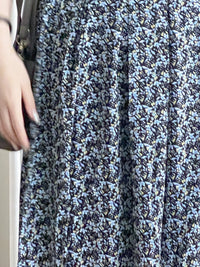 Leaf Floral Skirt 前褶後橡筋葉形印花傘半裙/ SK8881 (black sold out)