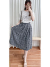 Leaf Floral Skirt 前褶後橡筋葉形印花傘半裙/ SK8881 (black sold out)