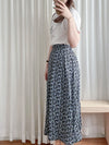 Leaf Floral Skirt 前褶後橡筋葉形印花傘半裙/ SK8881 (black sold out)