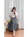 Leaf Floral Skirt 前褶後橡筋葉形印花傘半裙/ SK8881 (black sold out)
