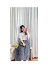 Leaf Floral Skirt 前褶後橡筋葉形印花傘半裙/ SK8881 (black sold out)