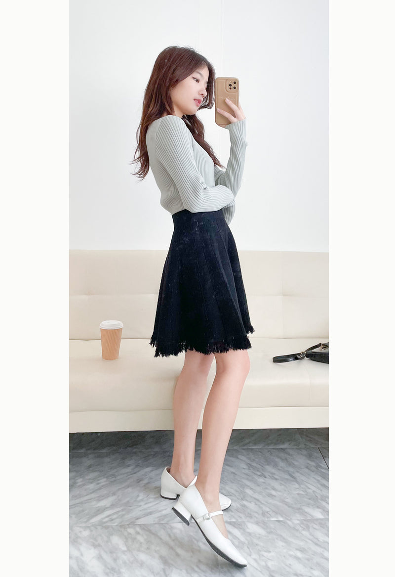 Knit Braid 全彈性扭麻花流蘇冷針裙, Skirt/ SK8768 (Ivory soldout)