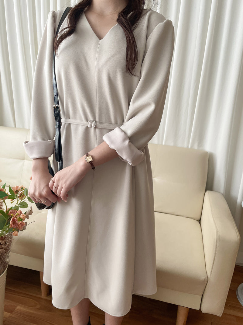 （未戴腰帶都微修腰✨）moon lock, Dress 防皺彈性細緻半月腰帶後橡筋連身裙/ DS9685 (Pre-order 11月24截單）