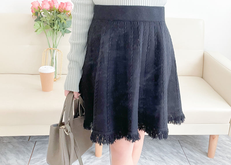 Knit Braid 全彈性扭麻花流蘇冷針裙, Skirt/ SK8768 (Ivory soldout)