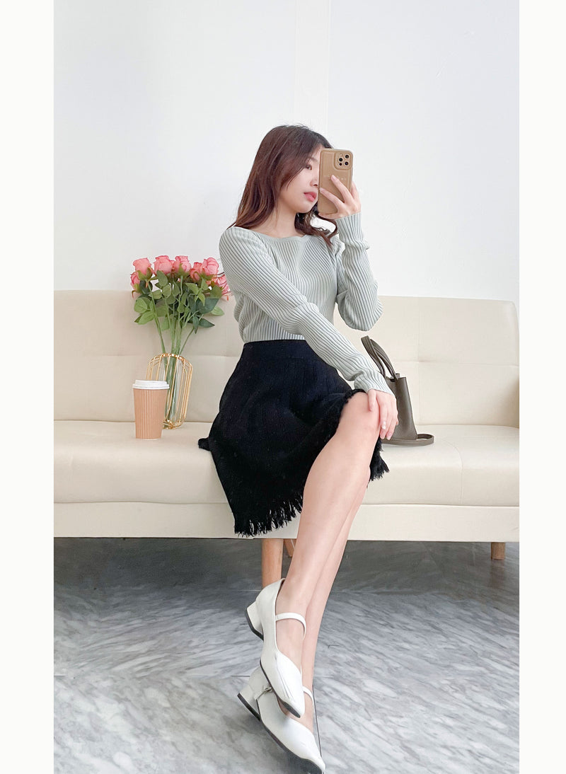 Knit Braid 全彈性扭麻花流蘇冷針裙, Skirt/ SK8768 (Ivory soldout)
