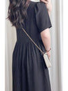 Bonnie Dress 黑色不貼橡筋衣身口袋連身裙/ DS9884