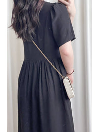 Bonnie Dress 黑色不貼橡筋衣身口袋連身裙/ DS9884