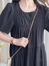 Bonnie Dress 黑色不貼橡筋衣身口袋連身裙/ DS9884