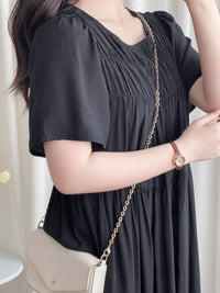 Bonnie Dress 黑色不貼橡筋衣身口袋連身裙/ DS9884