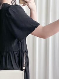 Bonnie Dress 黑色不貼橡筋衣身口袋連身裙/ DS9884