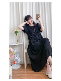 Bonnie Dress 黑色不貼橡筋衣身口袋連身裙/ DS9884