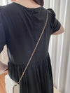Bonnie Dress 黑色不貼橡筋衣身口袋連身裙/ DS9884