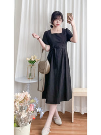 Square Collar Dress 麻棉方領修腰顯瘦連身裙/ DS9888 (aliceblue sold out)