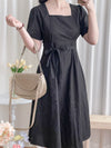 Square Collar Dress 麻棉方領修腰顯瘦連身裙/ DS9888 (aliceblue sold out)