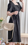 Square Collar Dress 麻棉方領修腰顯瘦連身裙/ DS9888 (aliceblue sold out)