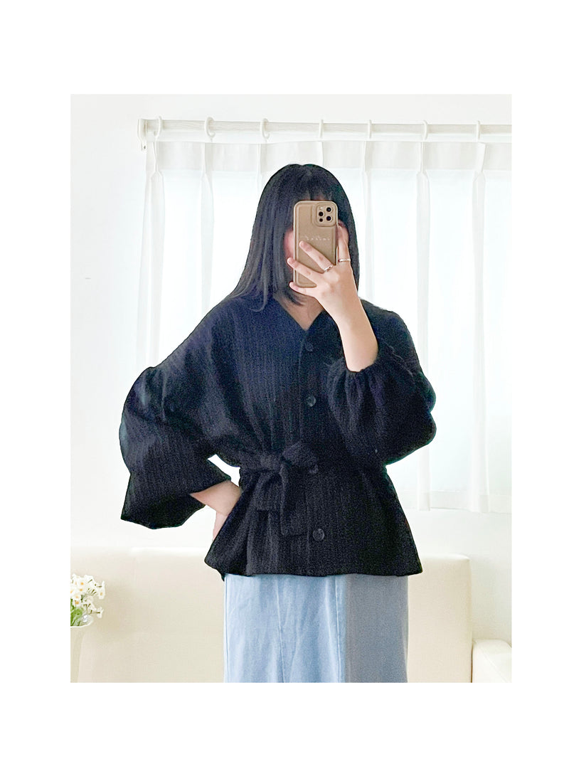 Bubble Top/Cardigan 泡泡袖修腰直線條紋上衣或外套/ CD8148