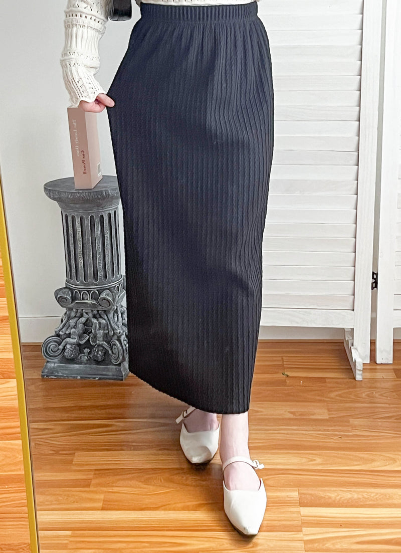 Braid Slit 全橡筋直身不貼身立體扭麻花後開叉, Skirt (可DIY剪短) / SK8792