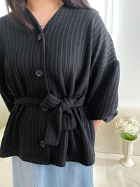 Bubble Top/Cardigan 泡泡袖修腰直線條紋上衣或外套/ CD8148