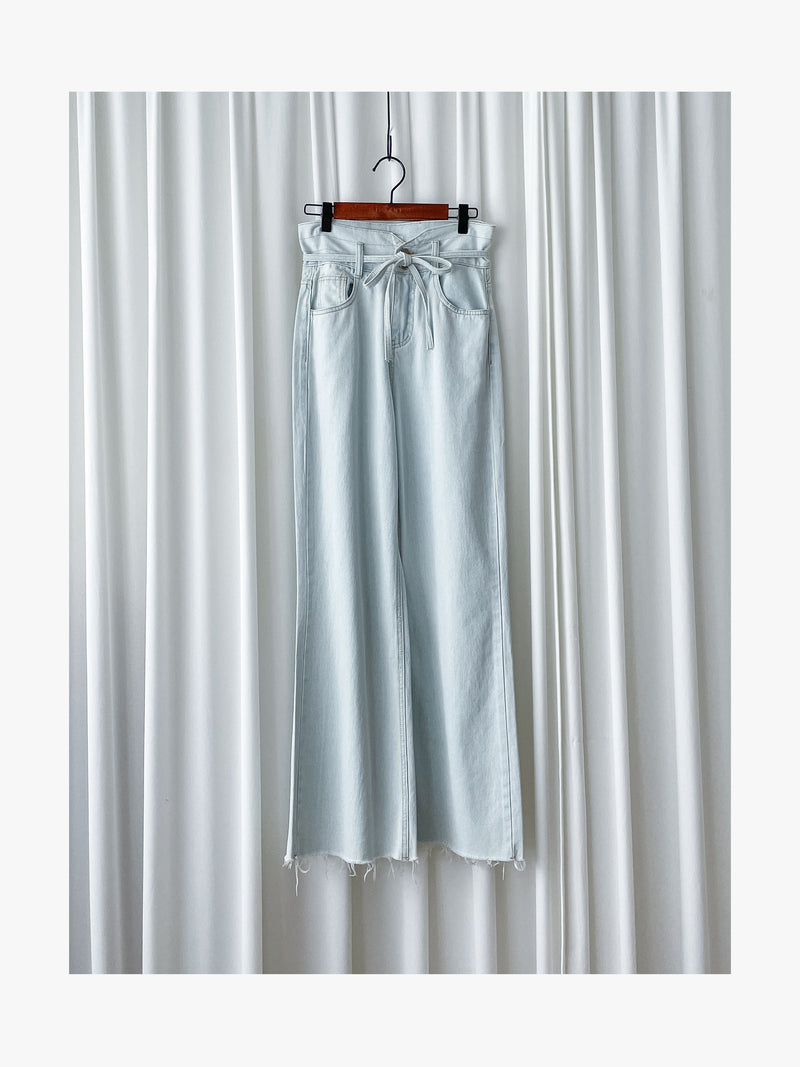High Waist Ribbon Denim 綁帶設計高腰長腿牛仔褲 /PT8456
