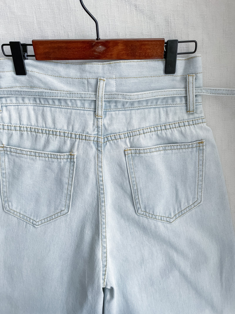 High Waist Ribbon Denim 綁帶設計高腰長腿牛仔褲 /PT8456