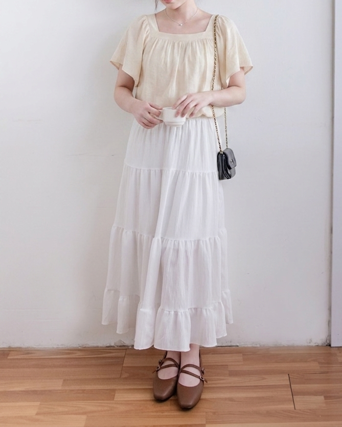【現貨限量回歸】Serene Skirt 輕優雅防皺暗條紋傘裙/ SK8931