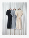 Pleated Dress 全裡布雪紡百褶修腰波浪裙擺連身裙/ DS9882