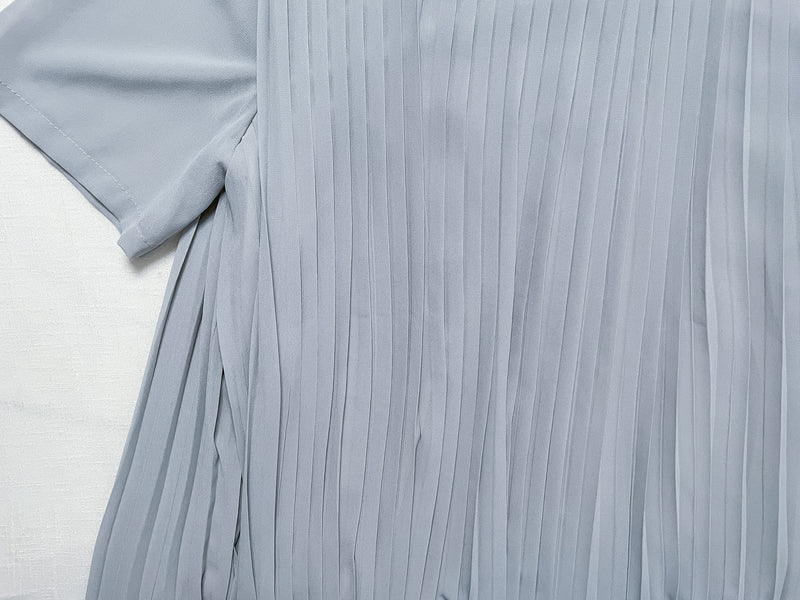 Pleated Dress 全裡布雪紡百褶修腰波浪裙擺連身裙/ DS9882