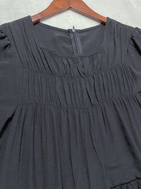 Bonnie Dress 黑色不貼橡筋衣身口袋連身裙/ DS9884