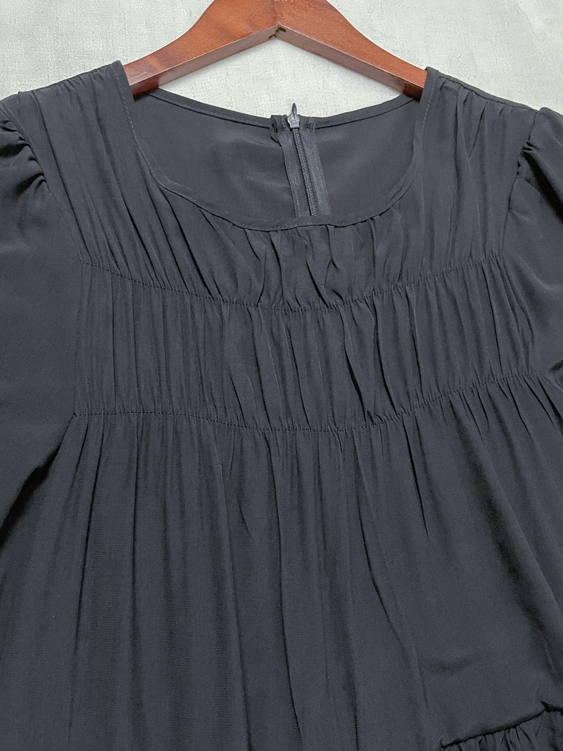 Bonnie Dress 黑色不貼橡筋衣身口袋連身裙/ DS9884