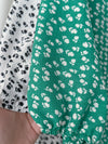 Shadow Floral V領單色簡約印花前修腰 Dress/ DS9903