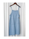 Denim 淺牛仔色平領吊帶裙尾開叉 Dress/ DS9904