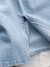 Denim 淺牛仔色平領吊帶裙尾開叉 Dress/ DS9904