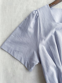 Square Collar Dress 麻棉方領修腰顯瘦連身裙/ DS9888 (aliceblue sold out)