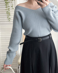 V Collar Knit 雙面V領顯瘦微修腰針織衫/ TP9191
