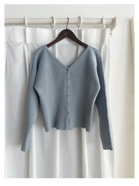 V Collar Knit 雙面V領顯瘦微修腰針織衫/ TP9191