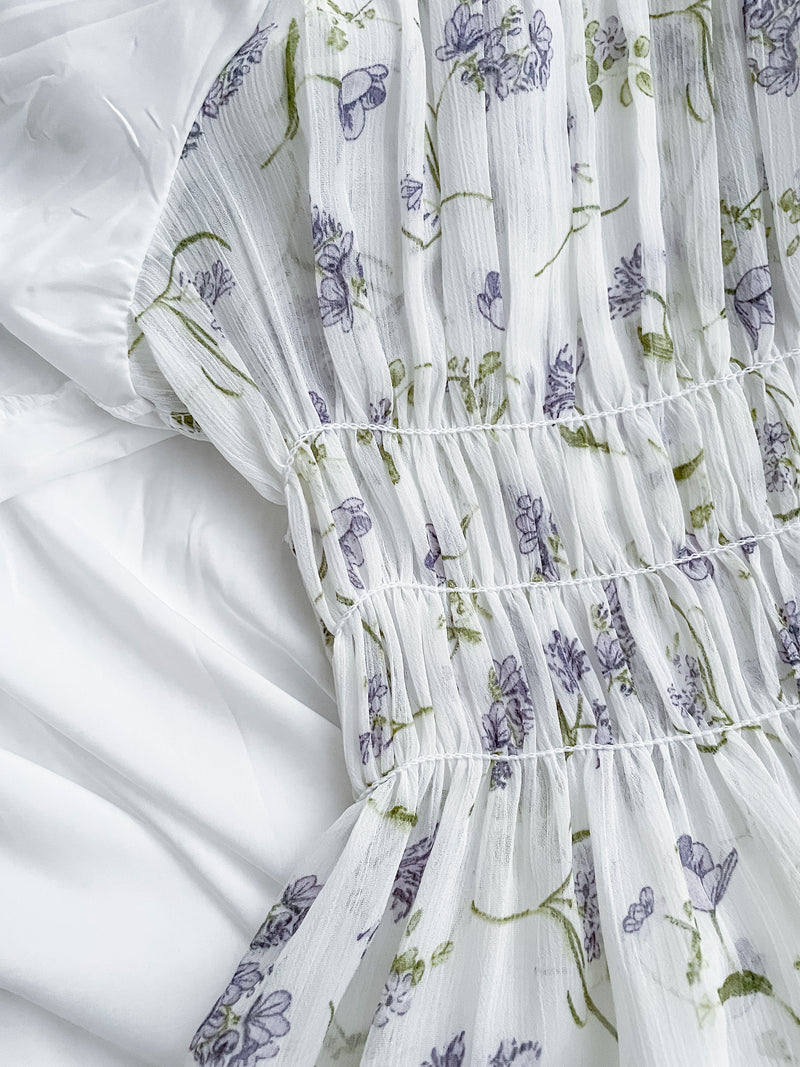 Lavender 薰衣草印花舒適修身連身裙 Dress/ DS9887 (pre-order)