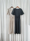 Pleated Waist 隱形橡筋小泡泡袖車褶腰身 Dress / DS9896 (pre-order beige)