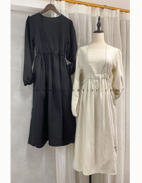 Square Neck 方領束腰後蝴蝶口袋篷篷傘形連身裙, Dress/ DS9396 (white sold out)