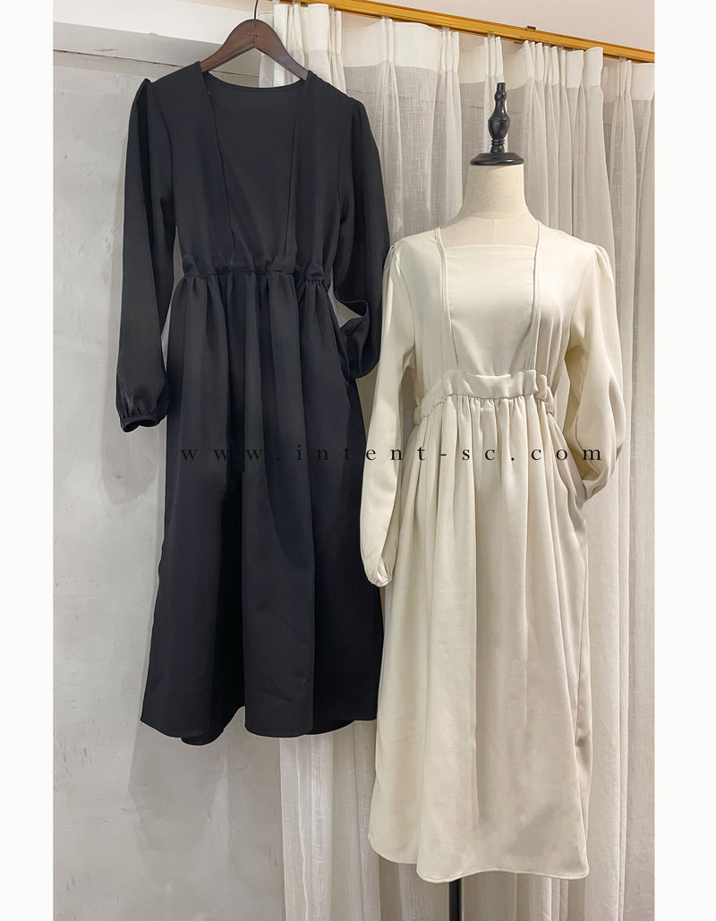 Square Neck 方領束腰後蝴蝶口袋篷篷傘形連身裙, Dress/ DS9396 (white sold out)