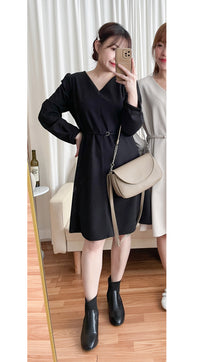 （未戴腰帶都微修腰✨）moon lock, Dress 防皺彈性細緻半月腰帶後橡筋連身裙/ DS9685 (Pre-order 11月24截單）