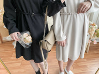 （未戴腰帶都微修腰✨）moon lock, Dress 防皺彈性細緻半月腰帶後橡筋連身裙/ DS9685 (Pre-order 11月24截單）