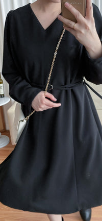 （未戴腰帶都微修腰✨）moon lock, Dress 防皺彈性細緻半月腰帶後橡筋連身裙/ DS9685 (Pre-order 11月24截單）