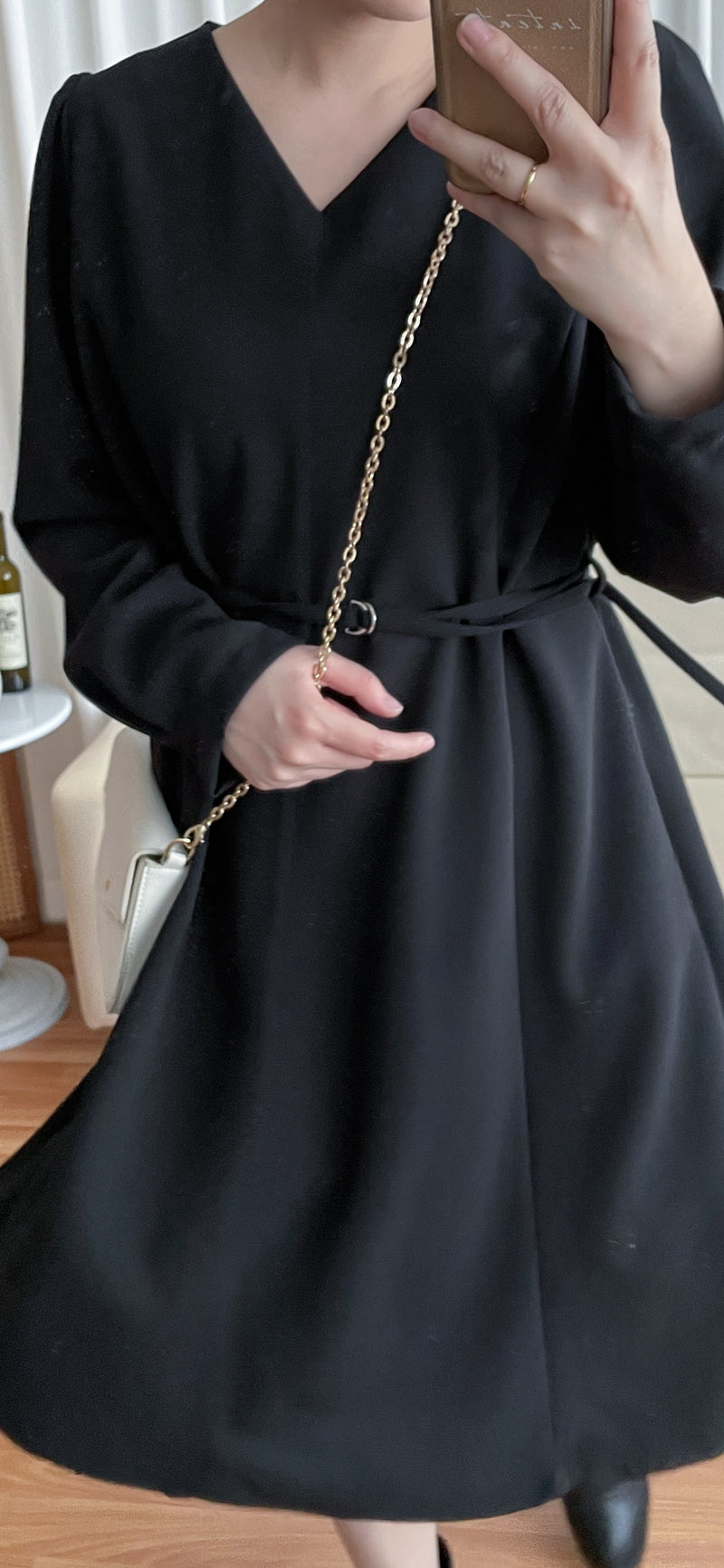 （未戴腰帶都微修腰✨）moon lock, Dress 防皺彈性細緻半月腰帶後橡筋連身裙/ DS9685 (Pre-order 11月24截單）